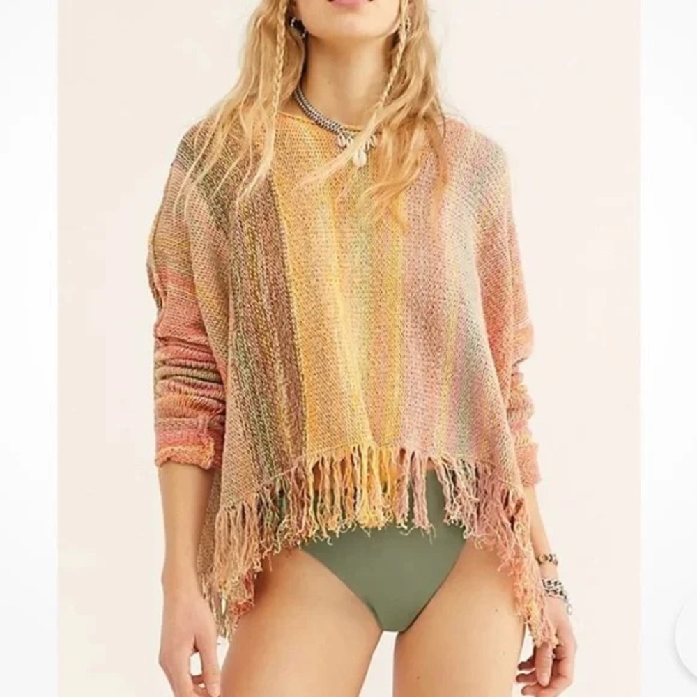 Free People Radiate Stripe Print Pullover Sweater